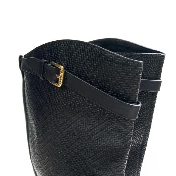Cole Haan Grand.OS Black Textured Leather Tall Riding Boots | Classic Equestrian - Picture 12 of 16